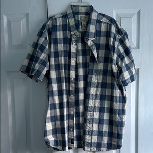 L.L. Bean Navy and Cream Plaid Casual Shirt